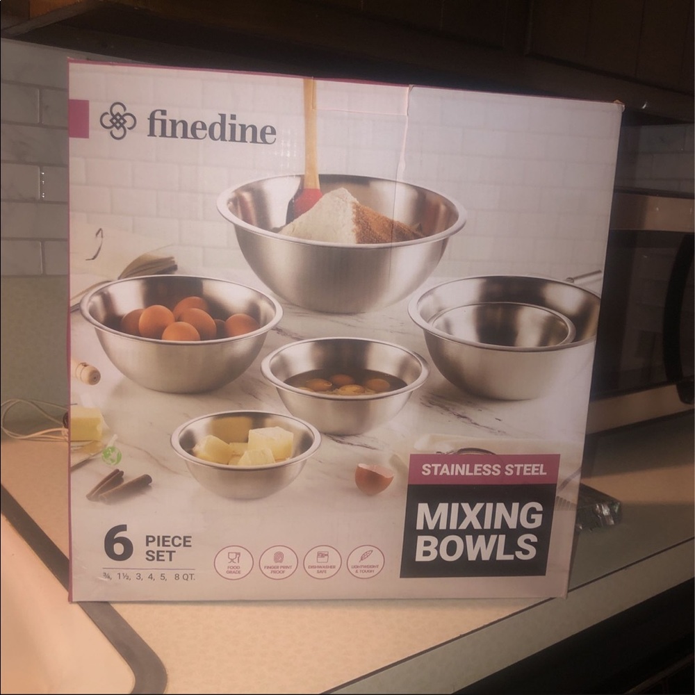 Finedine set of 6 stainless mixing bowls *NEW